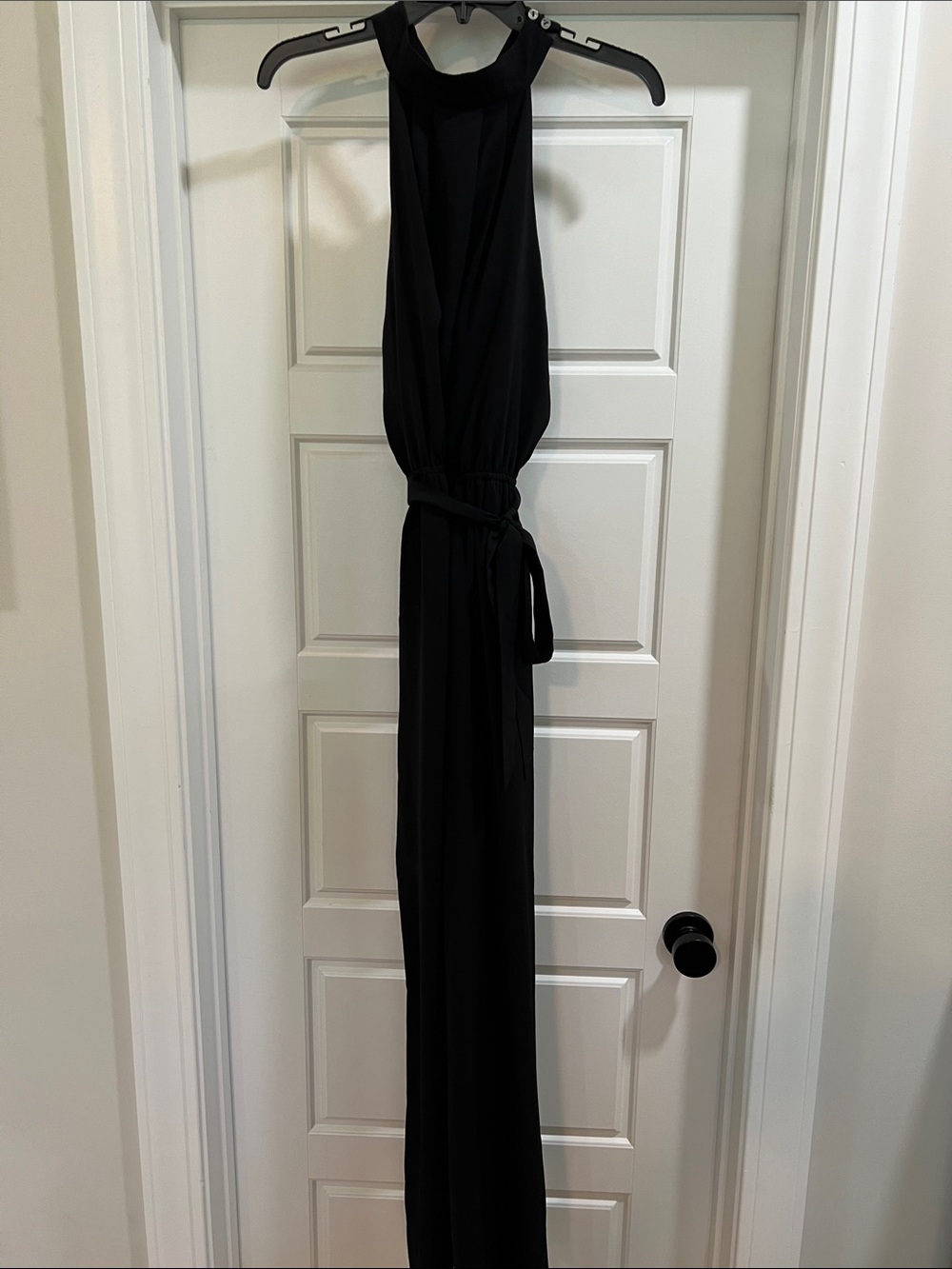 She + Sky Black Halter Jumpsuit with Waist Tie